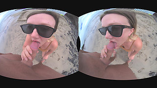 VR Outdoor POV Blowjob on the Public Beach