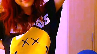 Redhead Amateur Webcam Girl With Big Tits Masturbates