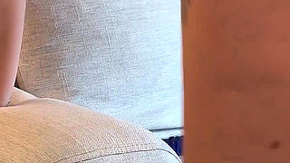 Lonely PAWG Pleases Herself on the Couch While Her Man Works