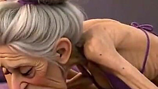 Extremely Skinny Old Woman Licks a Skinny Young Woman's Pussy