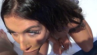 Mexicana blowjob with her big boobs