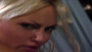 StrapOn Hot blonde babe pleasured by double penetration