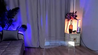 Small titted brunette Sharron with glasses masturbates