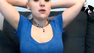 Busty Blonde Babe Dildoing Pussy on Cam