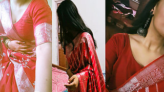 desi village Bhabhi tight pussy hard sex video, Indian slut wife wearing beautiful red saree