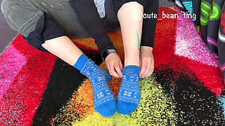 Bean Strips Her Socks