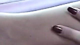 Real Amateur Homemade Stepaunty Wears Nylon Stockings Shows Arches & Huge Tits in Car