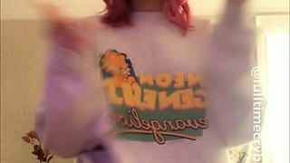 Curly Blonde Teen Records Solo Dildo Masturbation
