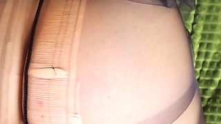 Teen with Spread Her Legs in Pantyhose