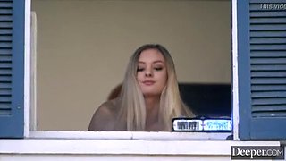 Blonde Amber Moore Deep Throats & Rides Hard in Uniform - Facial Finish