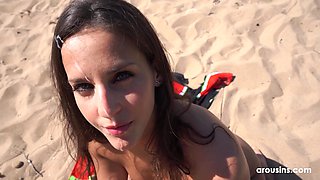 Best blowjob by the beach after the hot chick teases naked