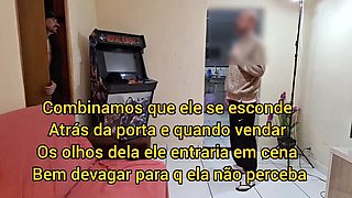 Blindfolded Wife Surprised by Redhead Friend Fucking Husband - Amateur Cuckold & Cumshot