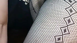 A Chubby Girl in Nylon Stockings Getting Fucked by Two Cocks
