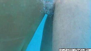 Big tits MILF fucked hard in the pool - hot blonde sex