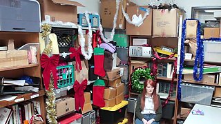 Amateur redhead caught in office storage room