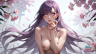 Violet Hair Goddess Sips Morning Coffee in Sunlit Sanctuary