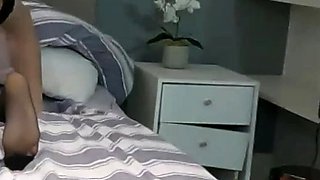 Big tit shemale jerks her long cock