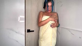 Sexy Latina SoyMarce Shower Nude CFNM Handjob Through Door
