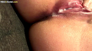 Horny Girl Playing with Her Very Creamy Pussy in the Shower