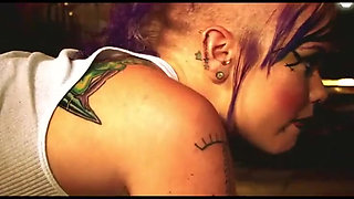 Inked couple fucked sexy babe