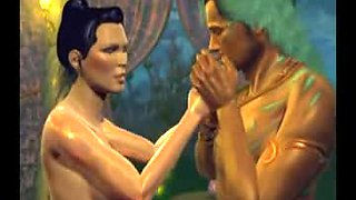 Erotic animation with sexy human in a group sex with alliens