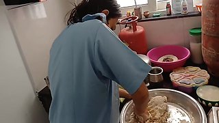 Sisters Are Preparing Food To Go To School Together. Brother Has Fucked Her