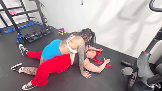 Stretch Session Turned Lesbian Strap on Sex