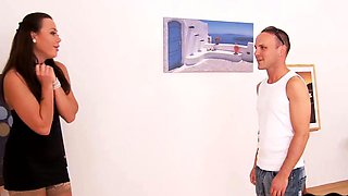 Pervy femdoms using dildo on pathetic
