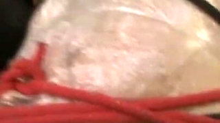 Bondage and wrapped in foil humiliating