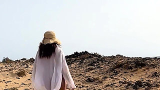 My Big Thai Tits Tremble in the Salty Wind, Hard Nipples Exposed at the Naked Beach