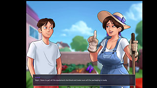 Summertime Saga, she gave him a handjob in the shower and cleaned him up.