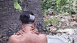 Sexy Bhabhi Bathing in Open Bathroom