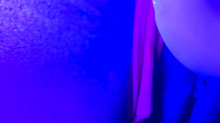 Ebony Goddess Leaking: Neon Thong & Dildo Squirt