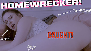 Caught Home Wrecking! Your Hairy Ex-gf with a Breeding Kink Fucks You in Bed with Your Girlfriend!