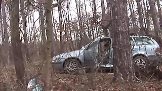 Fucking sucking anal penetrated in the car...cum on pussy