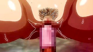 She has it sandwiched between her breasts and gives a titjob, then gets bukkake'd and creampied.