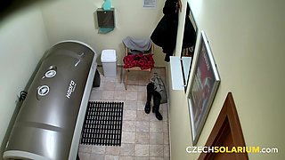 Czech Solarium 18: Dark-haired Babe Lets It All Hang Out, Showing off for the Camera