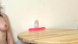 Emily Ratakovski’s Kitchen Solo: I Strip Naked & Fuck My Pink Toy Hard on the Table!