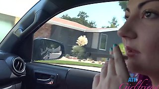 Lily Adams enjoys while getting fingered in the car - HD POV