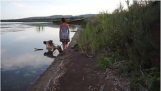 Unstripping On Beach Of Volga-river