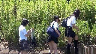 Uniformed Asian Sluts Pee Outdoors