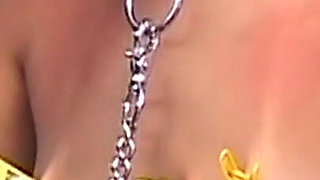 Mature Brunette MILF Bound for Nipple Clamp Play