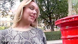 Sexy flashing blonde Ashley Riders outdoor exhibitionism and amateur voyeur babe exposing tits in public