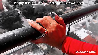 Spicy Latina Annie Quinn fucks Bald guy on the terrace for SalsaXXX