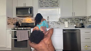 Queen Rogue ignites kitchen orgy fire with intense sensual passion