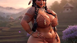 Curvy Indigenous Tribal BBW Strips & Shows Massive Tits in Sunset Village