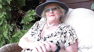 AuntJudys - 66yo Hairy Mature GILF Mrs. Claire Sucks Your Cock in the Garden (POV)