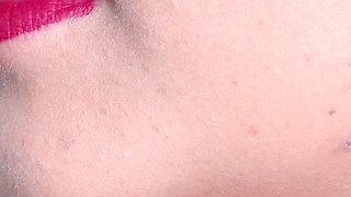 Closeup- Desi Bhabhi Condom Blowjob! Cum in Condom with Red Lipstic