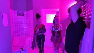 Dirty Slave Boy Humiliated By Two Dommes In Rough Shower Threesome