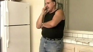 Face Fucked French Lady Sucking Cock Under the Table